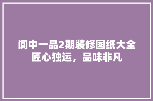 阆中一品2期装修图纸大全匠心独运，品味非凡