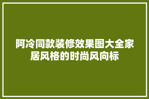 阿冷同款装修效果图大全家居风格的时尚风向标