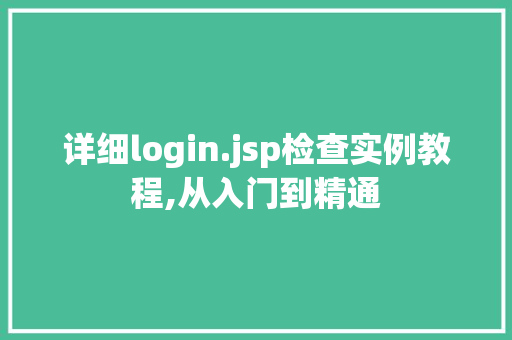 详细login.jsp检查实例教程,从入门到精通