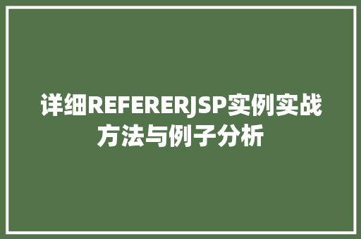 详细REFERERJSP实例实战方法与例子分析
