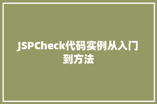 JSPCheck代码实例从入门到方法