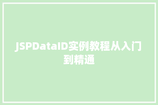 JSPDataID实例教程从入门到精通