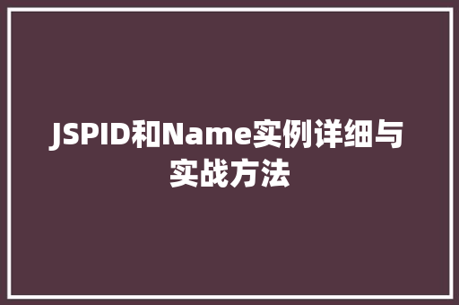 JSPID和Name实例详细与实战方法