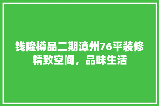 钱隆樽品二期漳州76平装修精致空间，品味生活  第1张