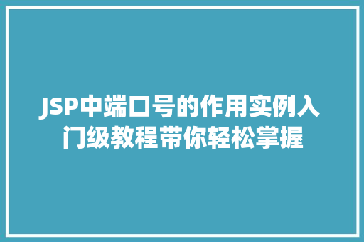 JSP中端口号的作用实例入门级教程带你轻松掌握