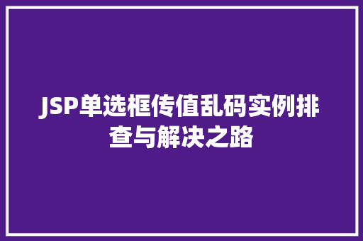 JSP单选框传值乱码实例排查与解决之路