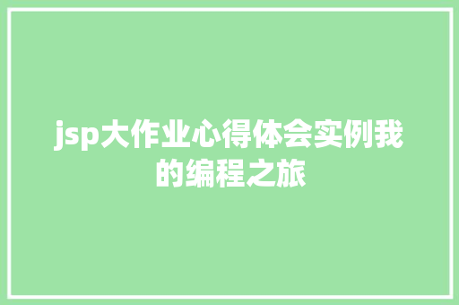 jsp大作业心得体会实例我的编程之旅