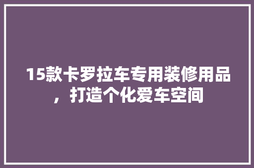 15款卡罗拉车专用装修用品，打造个化爱车空间