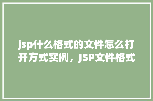 jsp什么格式的文件怎么打开方式实例，JSP文件格式及打开方式实例