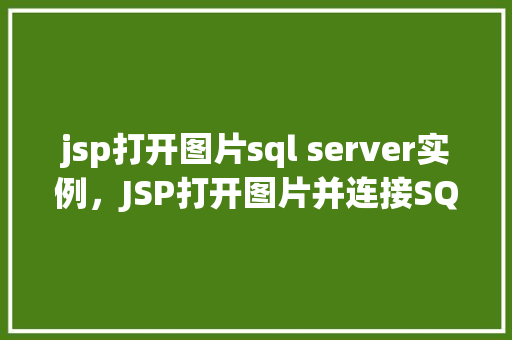 jsp打开图片sql server实例，JSP打开图片并连接SQLServer实例