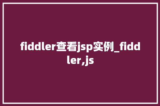 fiddler查看jsp实例_fiddler,js