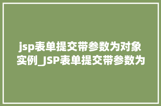 jsp表单提交带参数为对象实例_JSP表单提交带参数为对象实例实战与方法分享  第1张