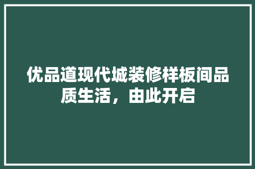 优品道现代城装修样板间品质生活，由此开启  第1张