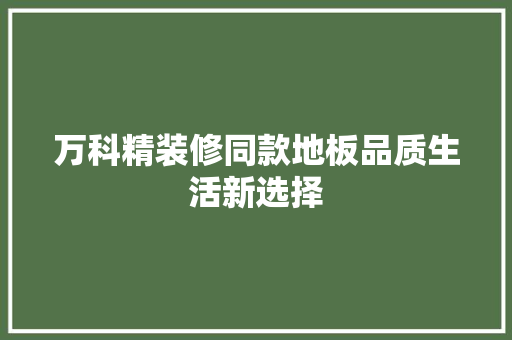 万科精装修同款地板品质生活新选择