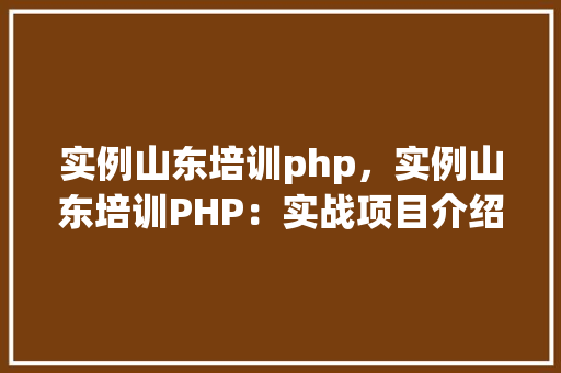 实例山东培训php，实例山东培训PHP：实战项目介绍与学习指南