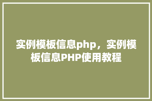 实例模板信息php，实例模板信息PHP使用教程