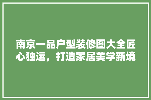 南京一品户型装修图大全匠心独运，打造家居美学新境界