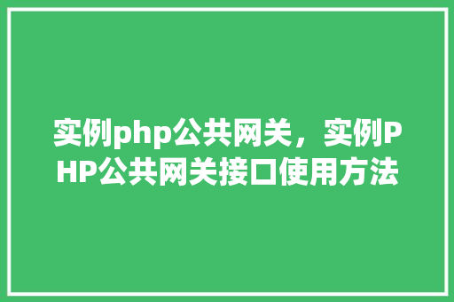 实例php公共网关，实例PHP公共网关接口使用方法详解