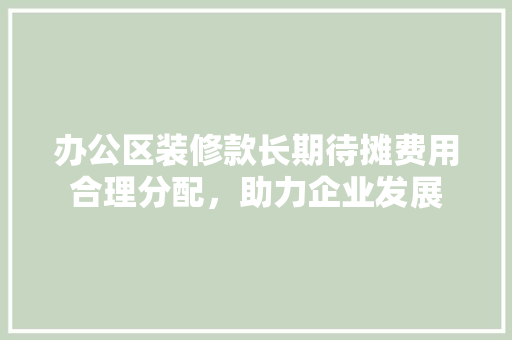 办公区装修款长期待摊费用合理分配，助力企业发展