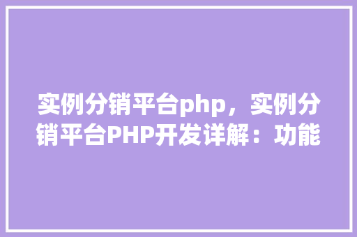 实例分销平台php，实例分销平台PHP开发详解：功能模块与代码示例