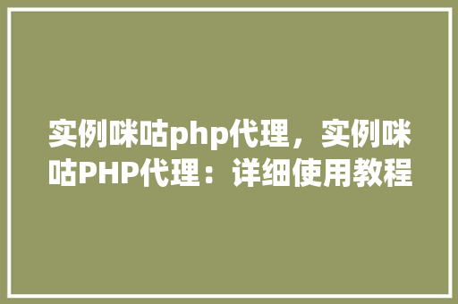 实例咪咕php代理，实例咪咕PHP代理：详细使用教程与例子展示