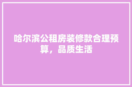 哈尔滨公租房装修款合理预算，品质生活