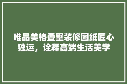唯品美格叠墅装修图纸匠心独运，诠释高端生活美学