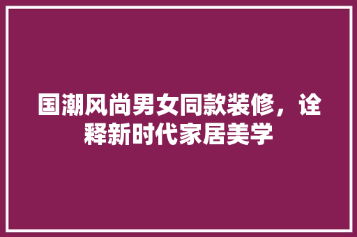 国潮风尚男女同款装修，诠释新时代家居美学  第1张