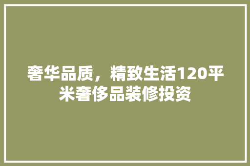 奢华品质，精致生活120平米奢侈品装修投资