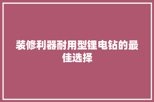 装修利器耐用型锂电钻的最佳选择