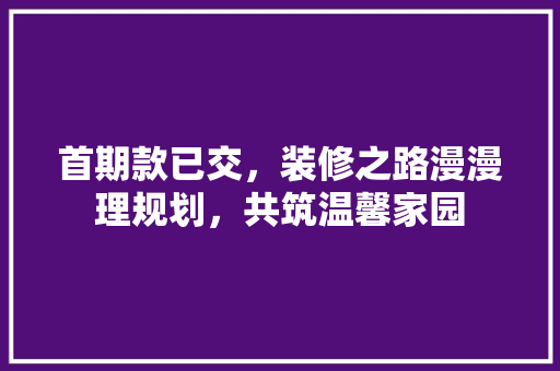 首期款已交，装修之路漫漫理规划，共筑温馨家园