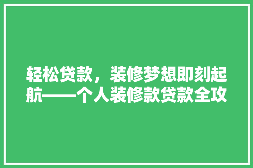 轻松贷款，装修梦想即刻起航——个人装修款贷款全攻略