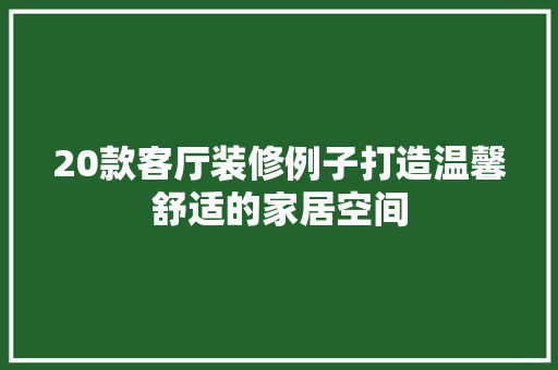 20款客厅装修例子打造温馨舒适的家居空间