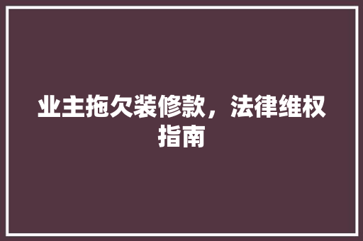 业主拖欠装修款，法律维权指南  第1张
