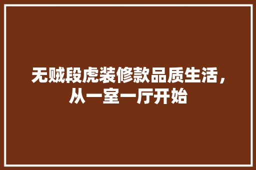 无贼段虎装修款品质生活，从一室一厅开始