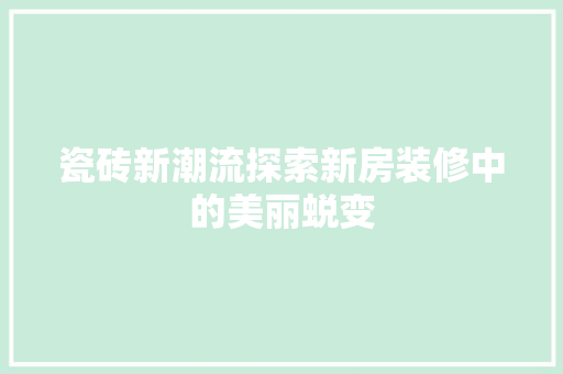 瓷砖新潮流探索新房装修中的美丽蜕变