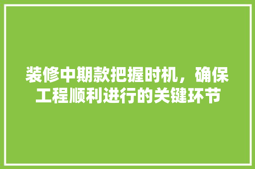 装修中期款把握时机，确保工程顺利进行的关键环节