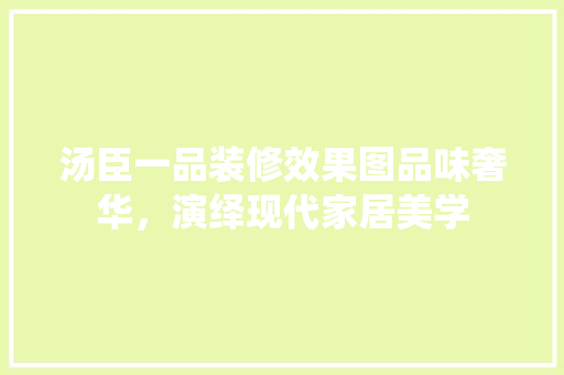 汤臣一品装修效果图品味奢华，演绎现代家居美学  第1张