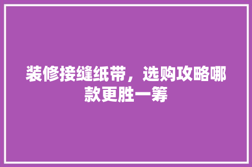装修接缝纸带，选购攻略哪款更胜一筹