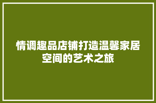 情调趣品店铺打造温馨家居空间的艺术之旅