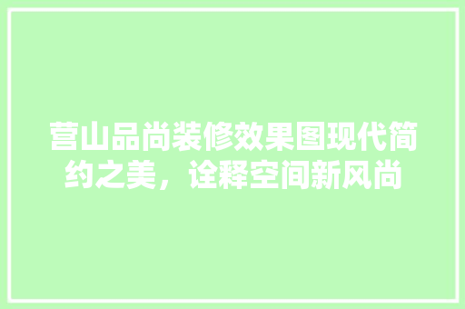营山品尚装修效果图现代简约之美，诠释空间新风尚