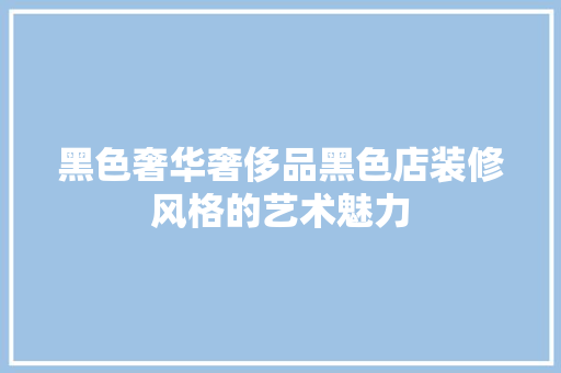黑色奢华奢侈品黑色店装修风格的艺术魅力