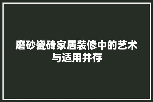 磨砂瓷砖家居装修中的艺术与适用并存