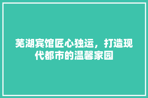 芜湖宾馆匠心独运，打造现代都市的温馨家园