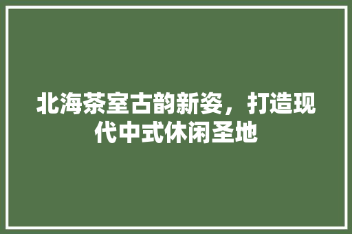 北海茶室古韵新姿，打造现代中式休闲圣地