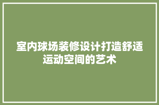 室内球场装修设计打造舒适运动空间的艺术  第1张