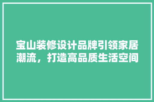宝山装修设计品牌引领家居潮流，打造高品质生活空间  第1张