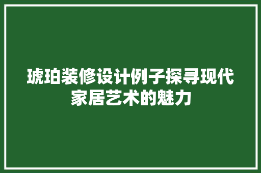 琥珀装修设计例子探寻现代家居艺术的魅力
