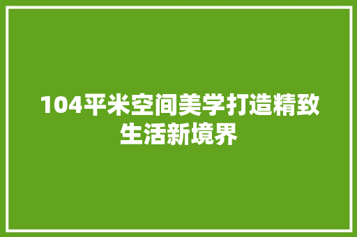104平米空间美学打造精致生活新境界