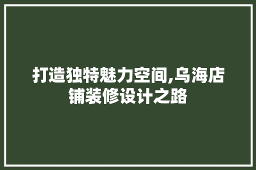 打造独特魅力空间,乌海店铺装修设计之路